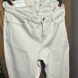 NEW! J Jill Denim Modern Slim Boot Cut Jeans Oatmeal Size 16 NWT orig-$109